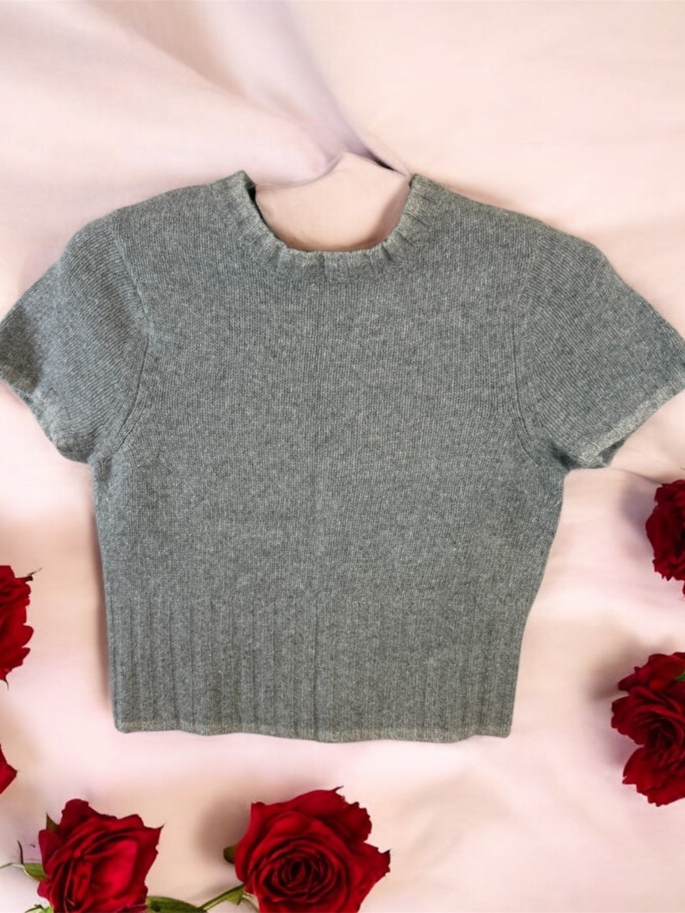 The Limited Gray Lambswool Angora Short Sleeve Sweater Top Size S Australia